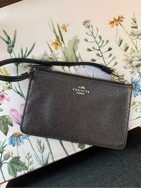 Coach Black Sparkle Wristlet Crossbody